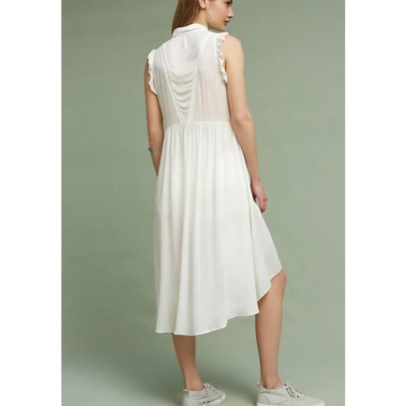 Anthropologie Yolanda Ivory Pleated Tunic Sleeveless Button Up Blouse Women's XS - Picture 3 of 10